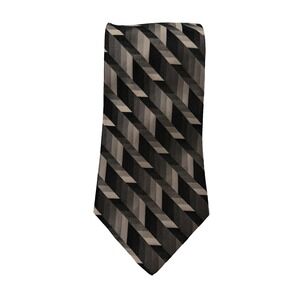 Daniel Craig Italian Silk Tie Geometric Stripe Gray Black Necktie